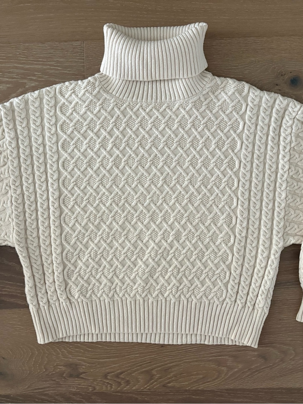 Tahari Cream Cable Knit Turtleneck Sweater
